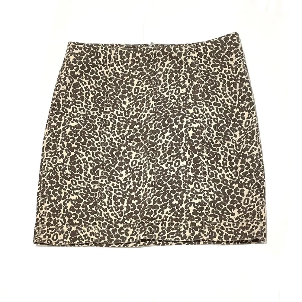 Free People Modern Femme Cheetah Denim Mini Skirt